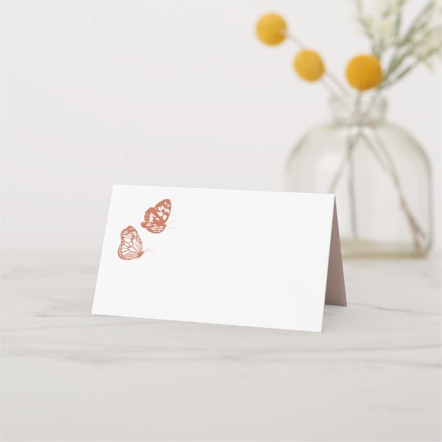 Floral Butterfly Garden Terracotta Hochzeit Platzkarte (Vorderseite)