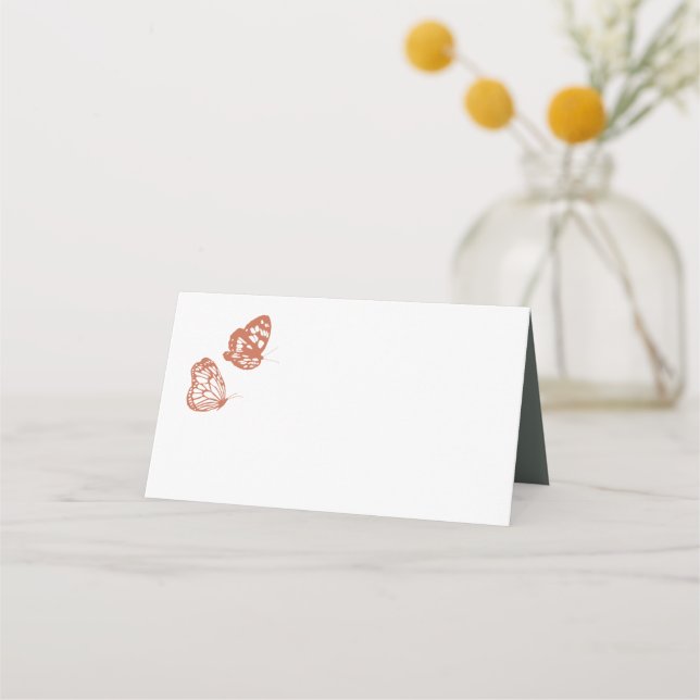 Floral Butterfly Garden Terracotta Sage Wedding Platzkarte (Vorderseite)