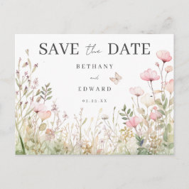 Floral Butterfly Hochzeit Sichern Sie das Datum Po Einladungspostkarte