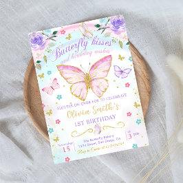 Floral Butterfly Kisses und Geburtstagswünsche Einladung