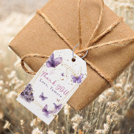 Floral Butterfly Lila Gold Baby Dusche Party Geschenkanhänger