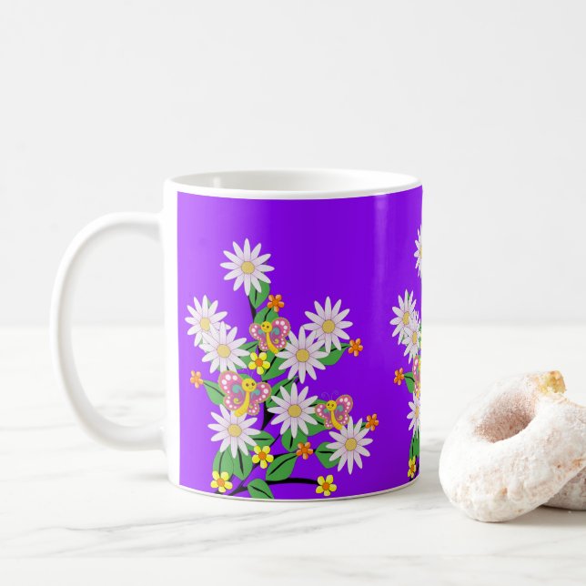 Floral Butterfly Lila Tasse (Mit Donut)