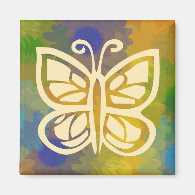 Floral Butterfly Magnet Square (Vorne)