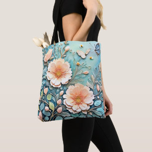 Floral Butterfly Pastell Art Tasche