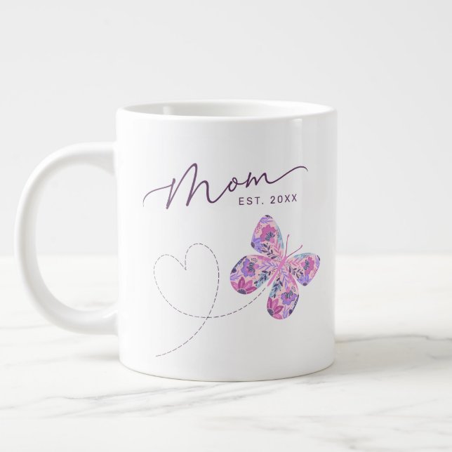 Floral Butterfly Personalisierte Mama Jumbo-Tasse (Links)