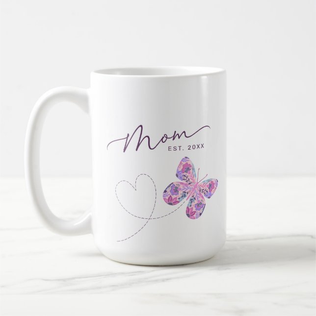 Floral Butterfly Personalisierte Mama Kaffeetasse (Links)