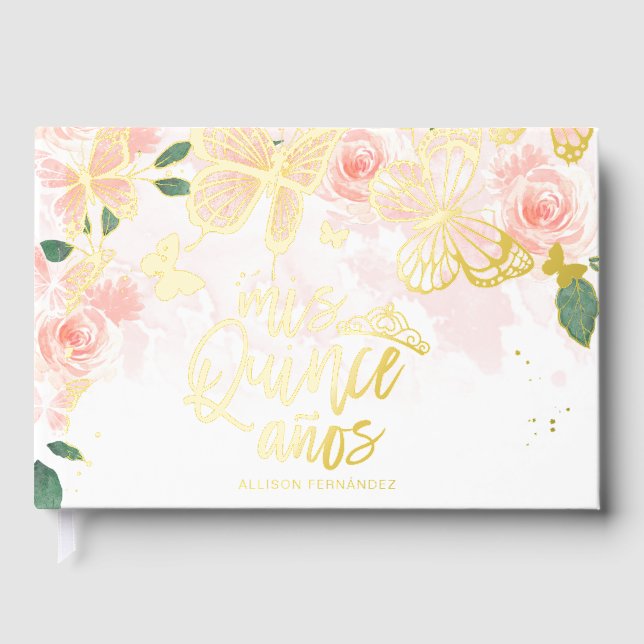 Floral Butterfly Quinceanera Gästebuch (Vorderseite)