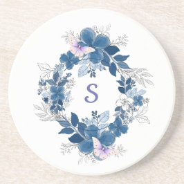 Floral Butterfly Sandstone Coaster Getränkeuntersetzer