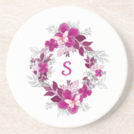 Floral Butterfly Sandstone Coaster Getränkeuntersetzer