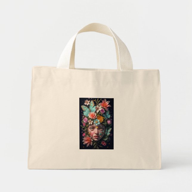 Floral Butterfly Traum - Kunstmuseum Tote Beutel Mini Stoffbeutel (Vorne)
