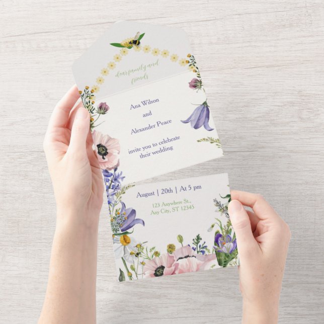Floral Buzz: Einladung zur Frühjahrshochzeit (Abreißtisch)