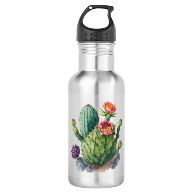 Floral Cactus Stainless Steel Water Bottles Edelstahlflasche (Vorderseite)