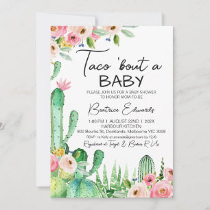 Floral Cacus Taco Bout Eine Babydusche Einladung
