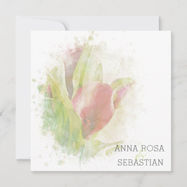 *~* Floral Calla Lily AR12 FOTO RSVP + QR Hochzeit Einladung (Vorderseite)