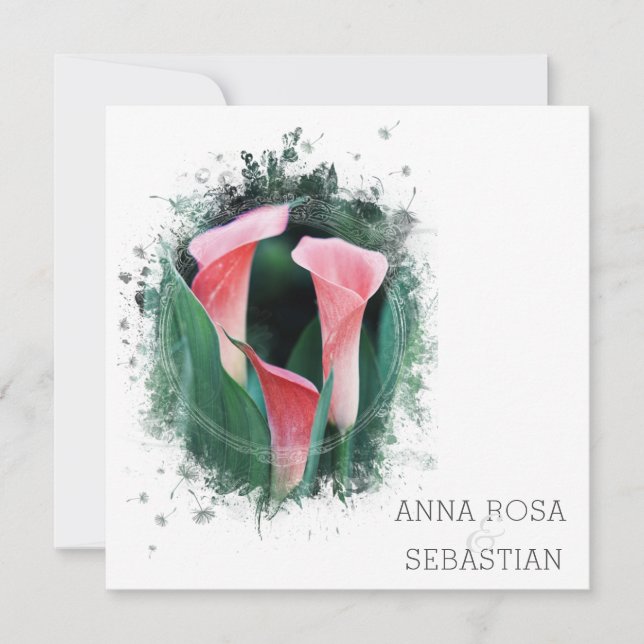 ~* Floral Calla Lily AR12 QR FOTO UAWG Wedding Einladung (Vorderseite)
