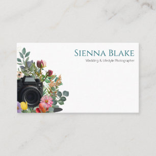 Floral Camera Watercolor Hochzeitfotograf Busi Visitenkarte
