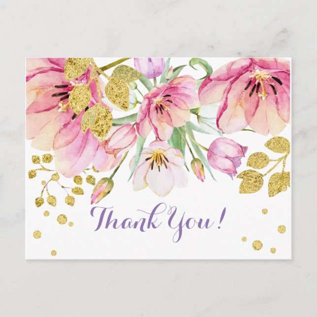 FLORAL, CARTE DE REMERCIEMENTS D'ANNIVERSAIRE (Devant)