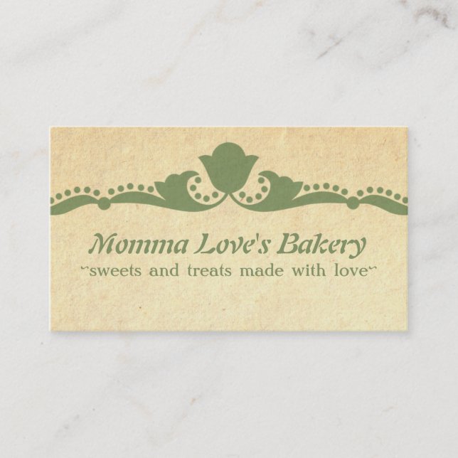 Floral Carte de visite, Vert (Devant)