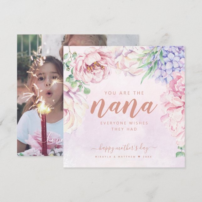 Floral Carte photo Personnalisé Pour Nana (Devant / Derrière)