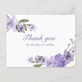 Floral carte postale mariage merci