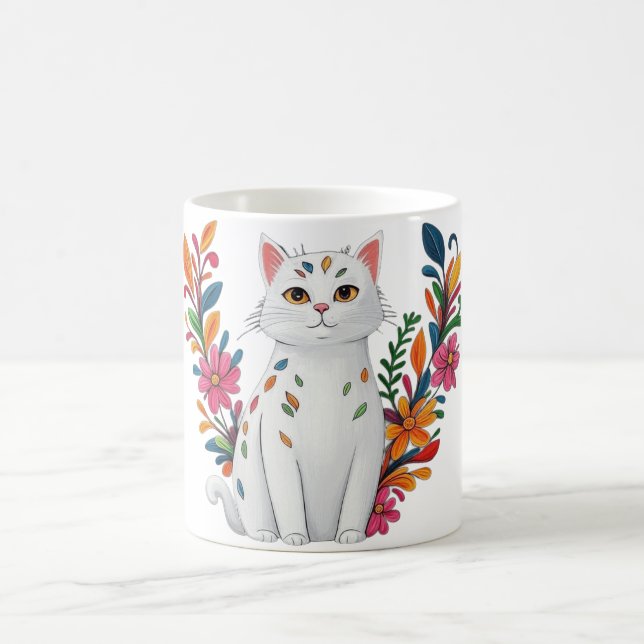Floral Cat Kaffeetasse (Mittel)