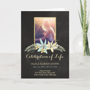 Floral Chalkboard Celebration of Life Programme