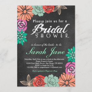 Floral Chalkboard Invitation à la douche nuptiale