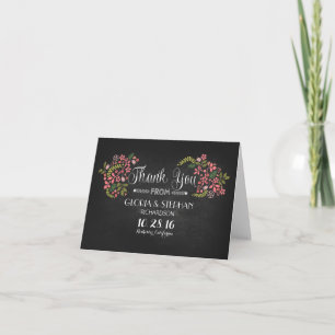 Floral chalkboard Moderne Hochzeit danke Karten