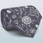 Floral Chalkboard Neck Tie Krawatte<br><div class="desc">Feine botanische Linien Blume Zeichnungen in Weiß auf einem dunkelgrauen Kalkboard Hintergrund. Originelle Kunst von Nic Squirrell.</div>