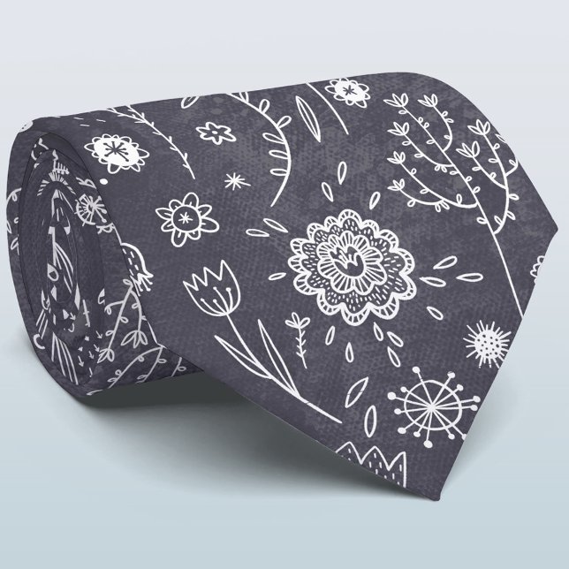 Floral Chalkboard Neck Tie Krawatte (Von Creator hochgeladen)