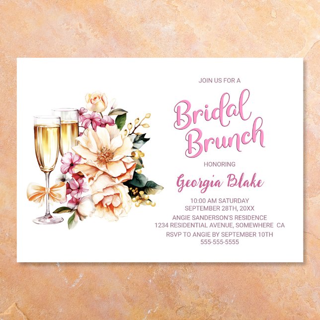 Floral Champagne Bridal Brunch Einladung (Von Creator hochgeladen)