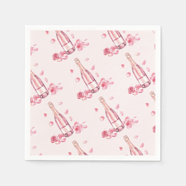  Floral Champagne | Bridal Shower Brunch Serviette (Vorderseite)