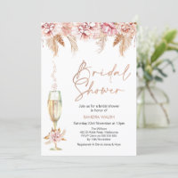 Floral Champagne Glass Boho Pampas Brautparty