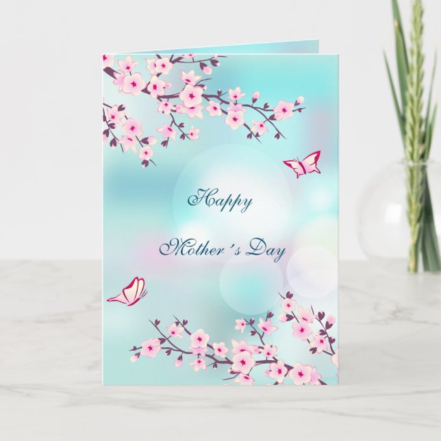 Floral Cherry Blossom Happy Mother Day Karte (Vorderseite)