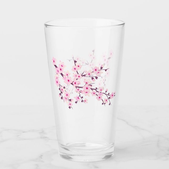 Floral Cherry Blossom Pink Glas (Vorderseite)