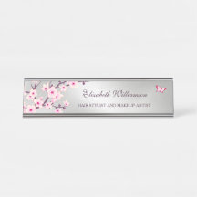 Floral Cherry Blossom Pink Gray Salon
