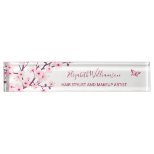 Floral Cherry Blossom Pink White Namensplakette