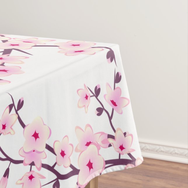 Floral Cherry Blossom Pink White Tischdecke (Beispiel)