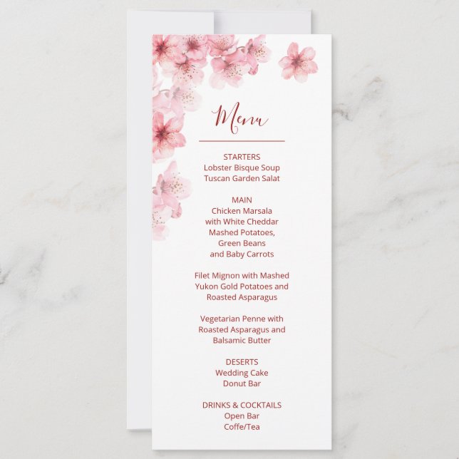 Floral Cherry Blossom Pink White Wedding    Einladung (Vorderseite)