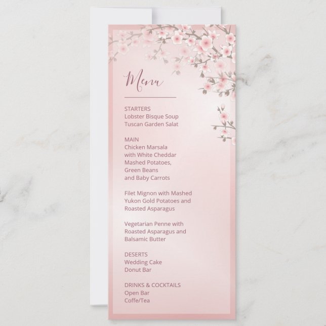 Floral Cherry Blossom Pink White Wedding    Einladung (Vorderseite)