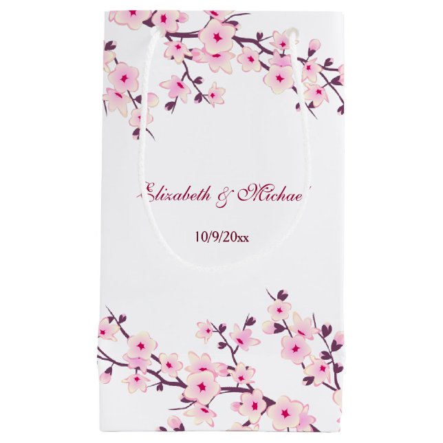 Floral Cherry Blossoms Custom Wedding Kleine Geschenktüte (Vorderseite)