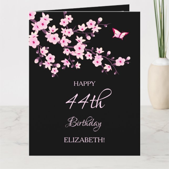 Floral Cherry Blossoms Happy Birthday Karte (Vorderseite)