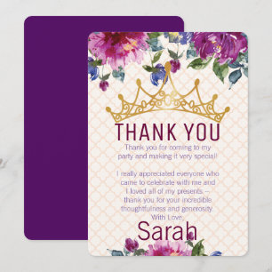 Floral Chic Crown Carte de remerciements