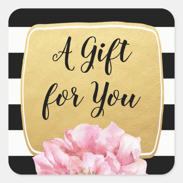 Floral Chic | Ein Geschenk für Sie | Imitate Gold  Quadratischer Aufkleber (Vorderseite)
