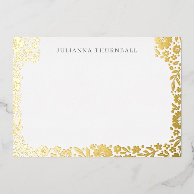 Floral Chic Frame Luxe Personal Stationery Folieneinladung (Vorderseite)