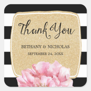 Floral Chic Hochzeit Danke Stickers / Champagner