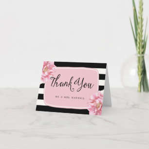 Floral Chic Mariage Merci Carte Note / Rose