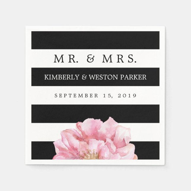 Floral Chic Personalisiert Wedding Napkins Serviette (Vorderseite)