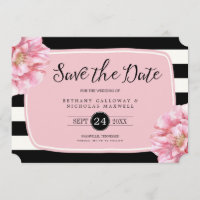 Floral Chic Photo Enregistrer la carte Date / Rose