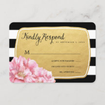 Floral Chic Wedding Response Card/Gold